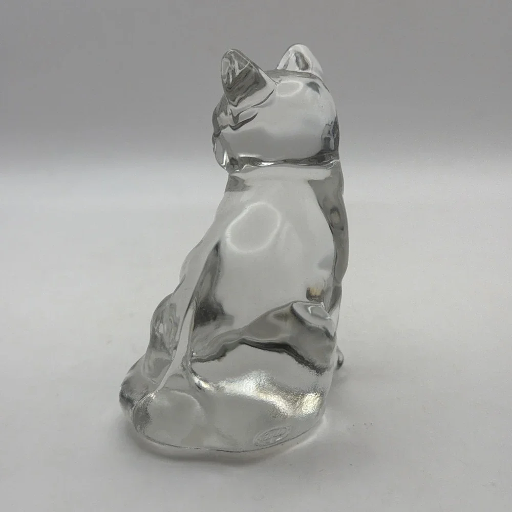 Fenton Cat Art Glass Clear Sitting Kitty Figurine 4